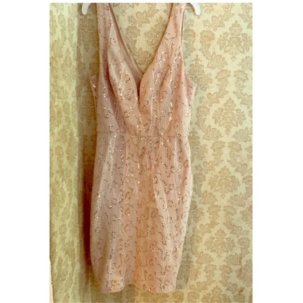 Sequin v cut mini dress